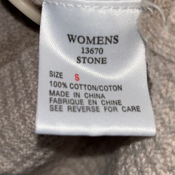 Woolrich Stone Beige Neutral Short Sleeve Hooded Cardigan Sweater Small Retro - Picture 5 of 6